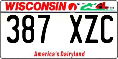 WI license plate 387XZC