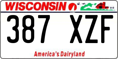 WI license plate 387XZF