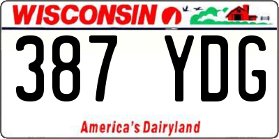 WI license plate 387YDG