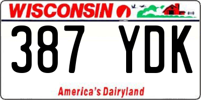 WI license plate 387YDK