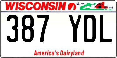 WI license plate 387YDL