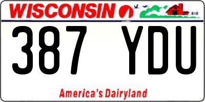 WI license plate 387YDU