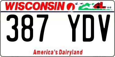 WI license plate 387YDV