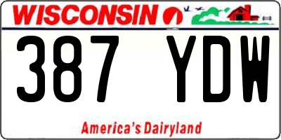 WI license plate 387YDW