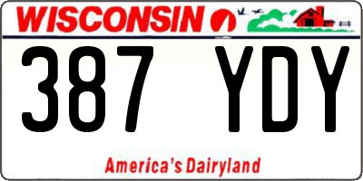 WI license plate 387YDY