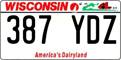 WI license plate 387YDZ