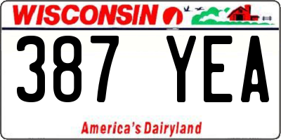 WI license plate 387YEA