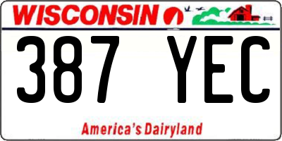 WI license plate 387YEC