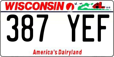 WI license plate 387YEF