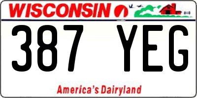 WI license plate 387YEG