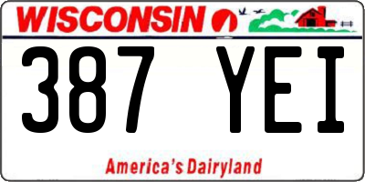 WI license plate 387YEI