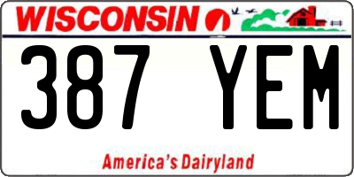 WI license plate 387YEM