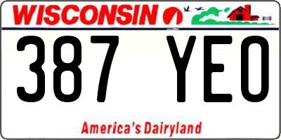 WI license plate 387YEO
