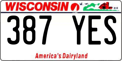 WI license plate 387YES