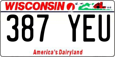 WI license plate 387YEU