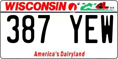 WI license plate 387YEW