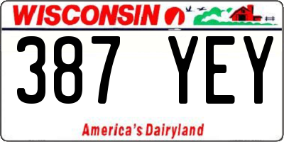 WI license plate 387YEY
