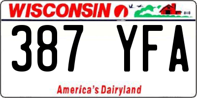 WI license plate 387YFA