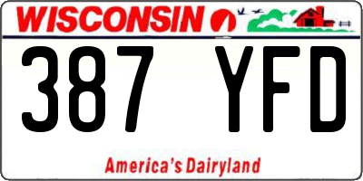 WI license plate 387YFD