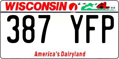 WI license plate 387YFP