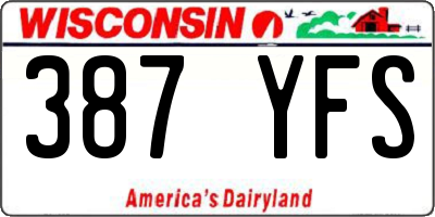 WI license plate 387YFS
