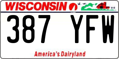 WI license plate 387YFW