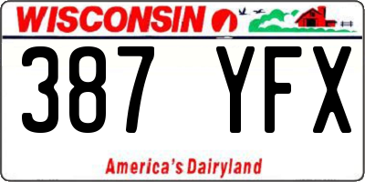 WI license plate 387YFX