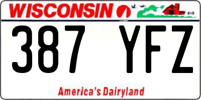 WI license plate 387YFZ