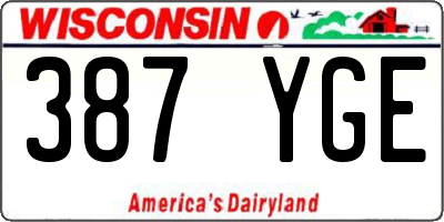 WI license plate 387YGE