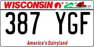 WI license plate 387YGF