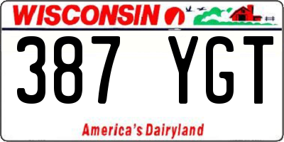 WI license plate 387YGT