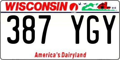 WI license plate 387YGY