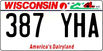 WI license plate 387YHA