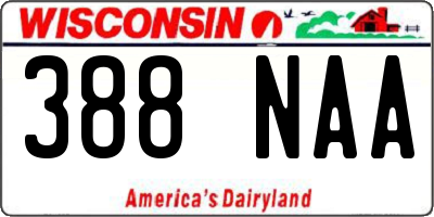 WI license plate 388NAA