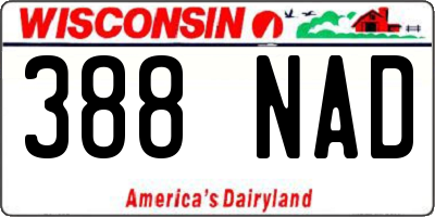 WI license plate 388NAD