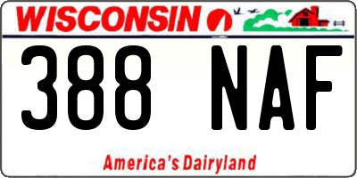 WI license plate 388NAF