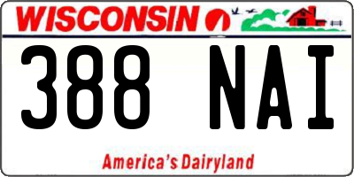 WI license plate 388NAI