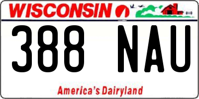 WI license plate 388NAU