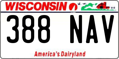 WI license plate 388NAV