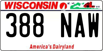 WI license plate 388NAW