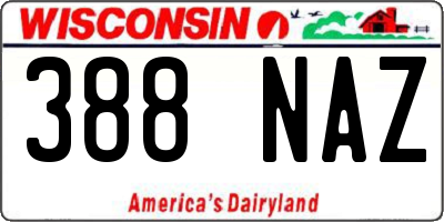 WI license plate 388NAZ