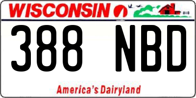 WI license plate 388NBD