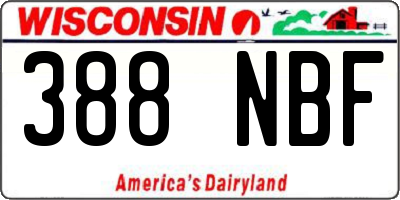 WI license plate 388NBF