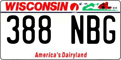 WI license plate 388NBG