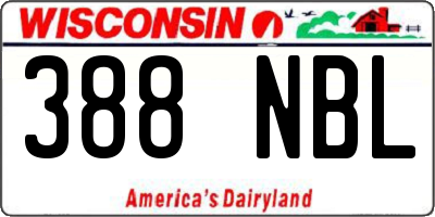 WI license plate 388NBL