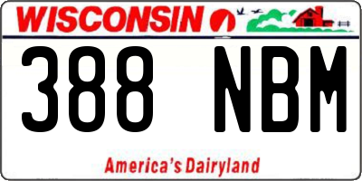 WI license plate 388NBM