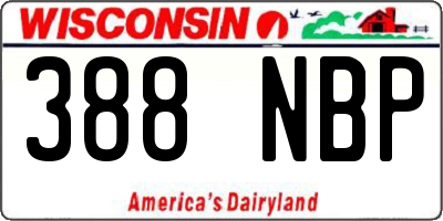 WI license plate 388NBP