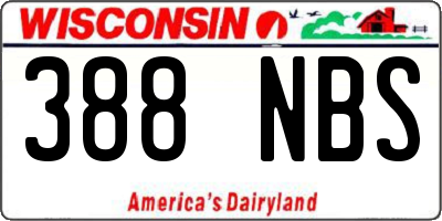 WI license plate 388NBS