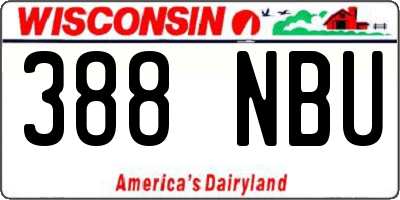 WI license plate 388NBU