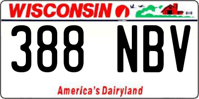 WI license plate 388NBV